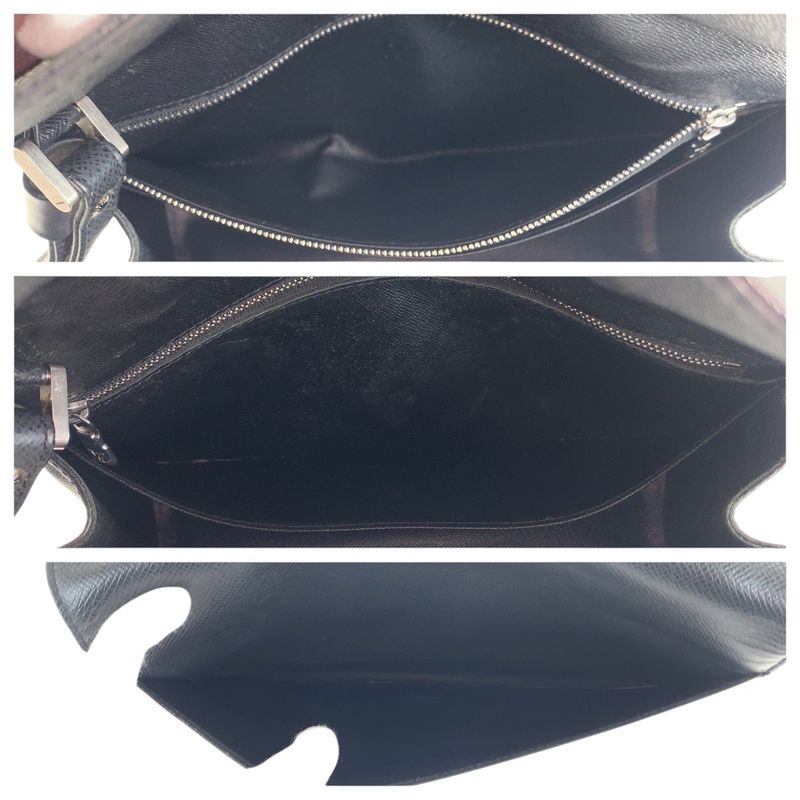 Louis Vuitton Taiga Selenga Black Silver Hardware Leather Second Bag Clutch — view 8
