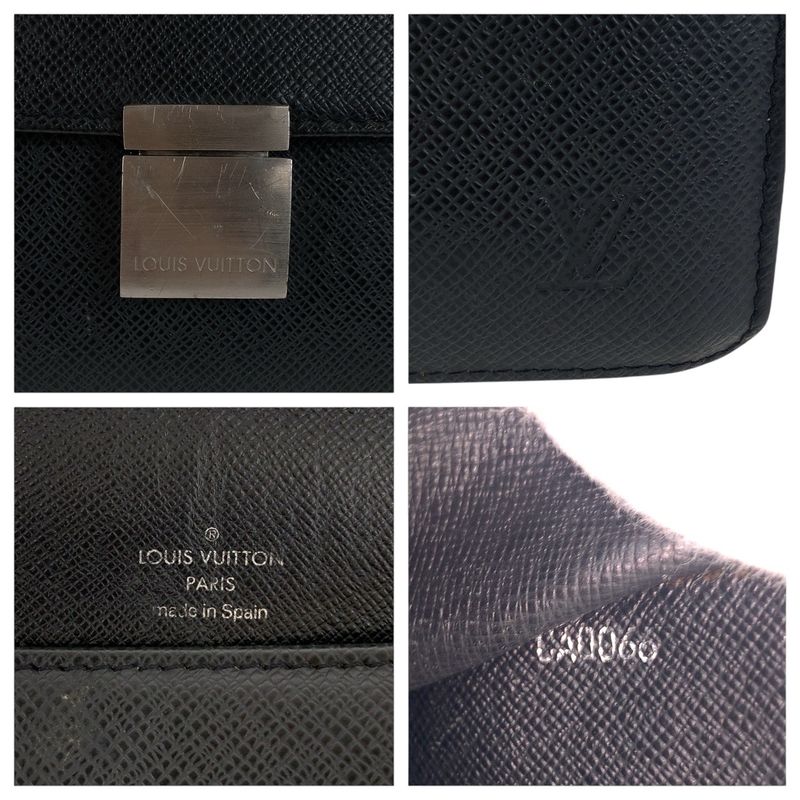 Louis Vuitton Taiga Selenga Black Silver Hardware Leather Second Bag Clutch — view 7