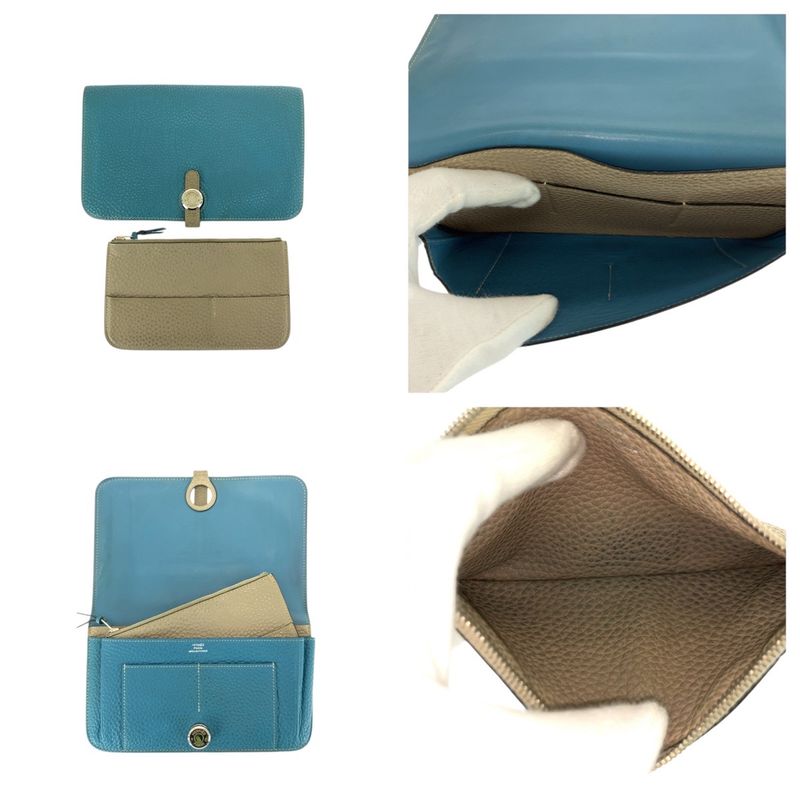 Hermes Dogon GM Blue Gene Silver Hardware Togo Long Wallet — view 8