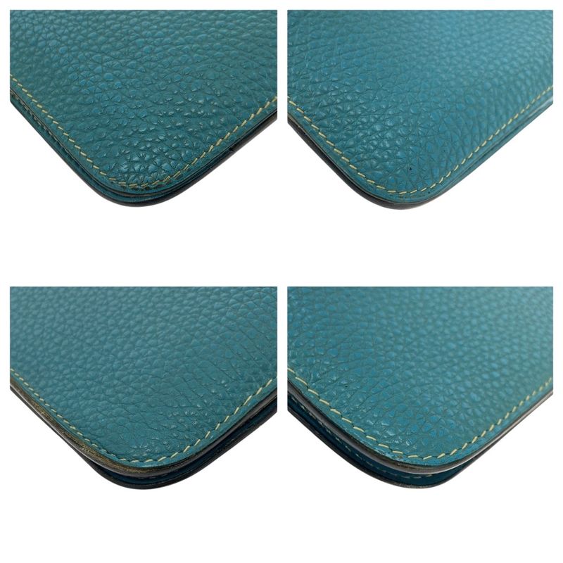 Hermes Dogon GM Blue Gene Silver Hardware Togo Long Wallet — view 3