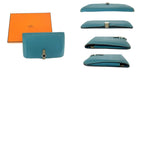 Hermes Dogon GM Blue Gene Silver Hardware Togo Long Wallet — view 9