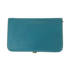 Hermes Dogon GM Blue Gene Silver Hardware Togo Long Wallet — view 2