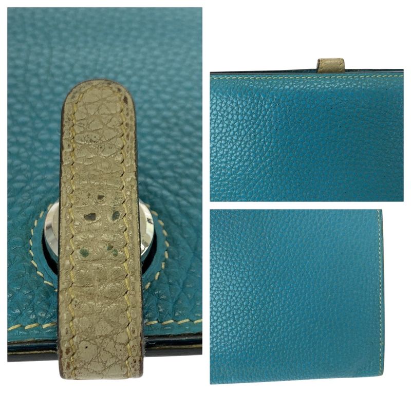 Hermes Dogon GM Blue Gene Silver Hardware Togo Long Wallet — view 6