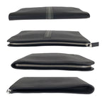 Prada Saffiano L-shaped Zipper Black Gray Silver Hardware Leather Clutch Bag — view 9