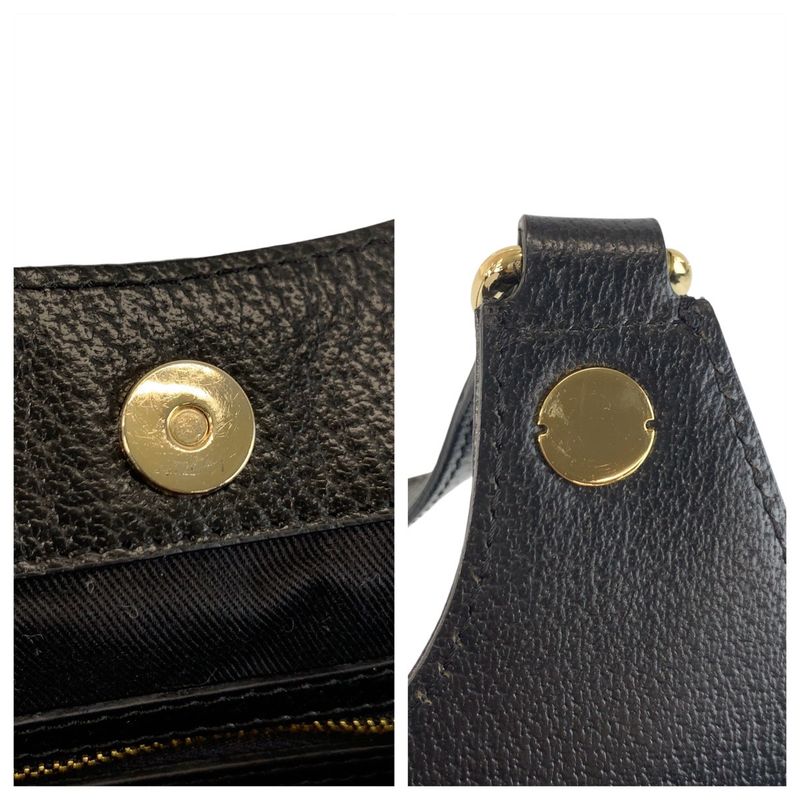 Gucci Black Gold Hardware GG Canvas Leather Tote Bag