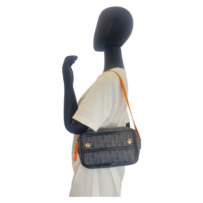 Dior Flightline Trotter Navy Black Orange Canvas Shoulder Bag Pochette — view 5