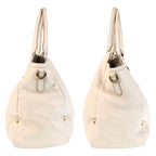 Prada Vitello Daino White Ivory Gold Hardware Leather Tote Bag 2-Way