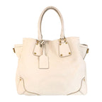 Prada Vitello Daino White Ivory Gold Hardware Leather Tote Bag 2-Way