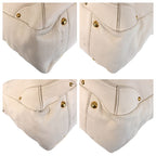 Prada Vitello Daino White Ivory Gold Hardware Leather Tote Bag 2-Way
