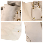 Prada Vitello Daino White Ivory Gold Hardware Leather Tote Bag 2-Way