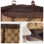 Gucci Abbey Brown Gold Hardware GG Canvas Leather Tote Bag — view 7