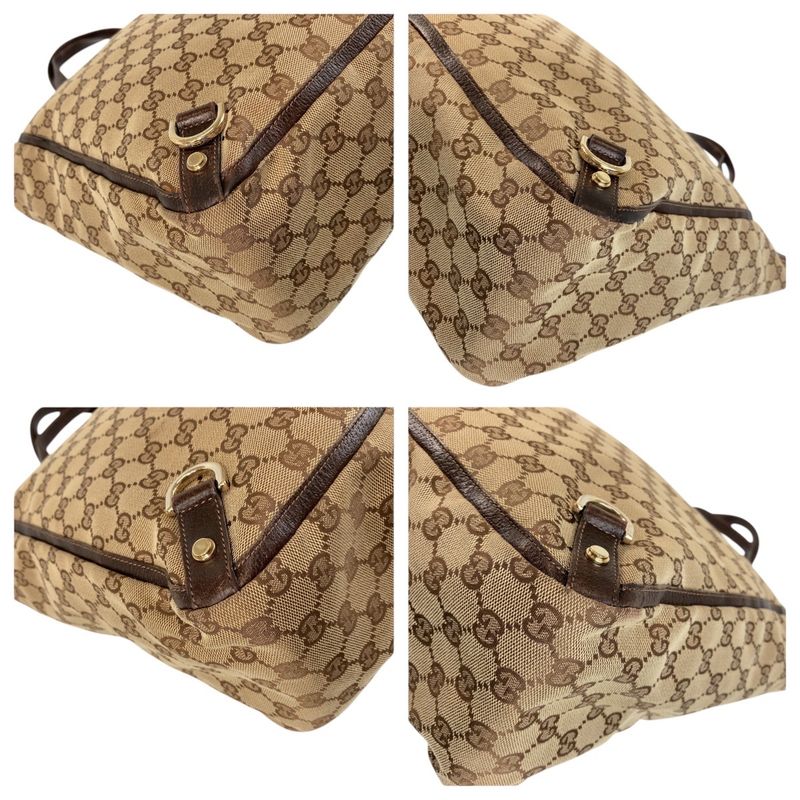 Gucci Abbey Brown Gold Hardware GG Canvas Leather Tote Bag — view 4