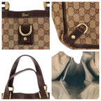Gucci Abbey Brown Gold Hardware GG Canvas Leather Tote Bag — view 6