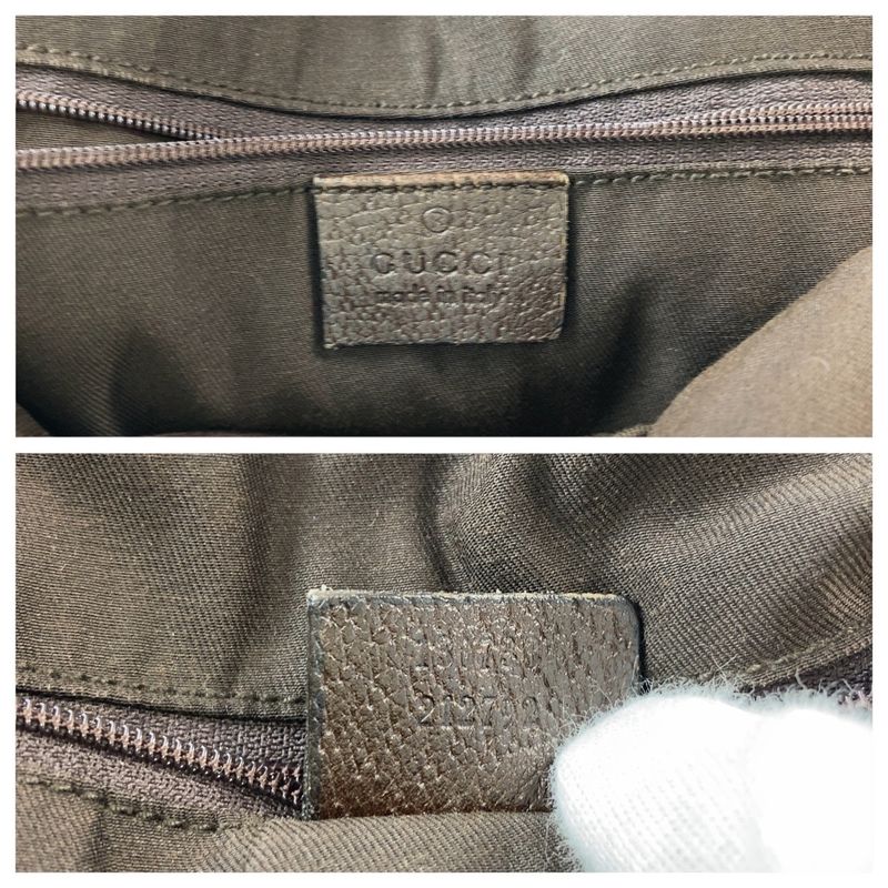Gucci Abbey Brown Gold Hardware GG Canvas Leather Tote Bag — view 5