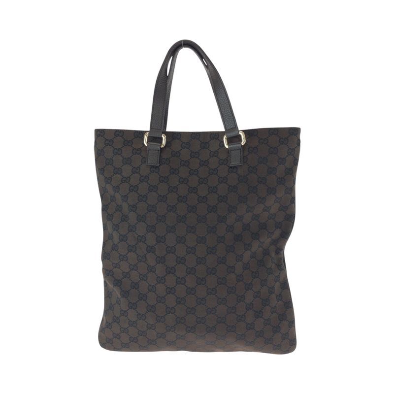 Gucci Brown Gold Hardware GG Canvas Tote Bag Handbag — view 3