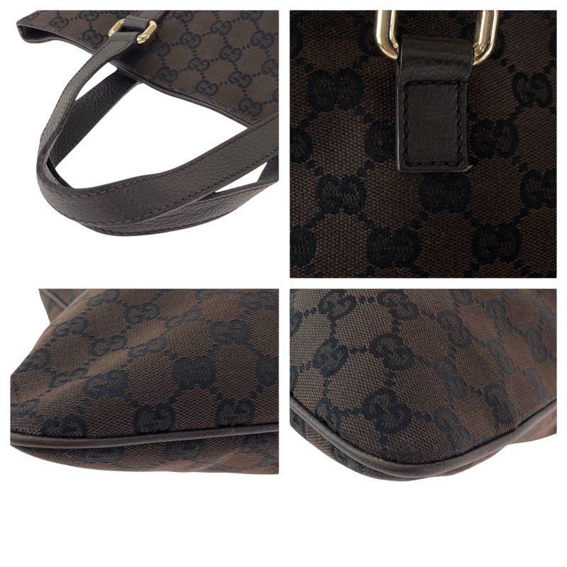 Gucci Brown Gold Hardware GG Canvas Tote Bag Handbag — view 6