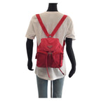 Prada Tessuto Triangle Logo Plate Red Silver Hardware Nylon Leather Rucksack Day — view 8