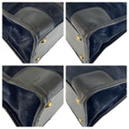Gucci Sherry Line Navy Gold Hardware Suede Leather Handbag — view 4