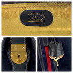 Gucci Sherry Line Navy Gold Hardware Suede Leather Handbag — view 5