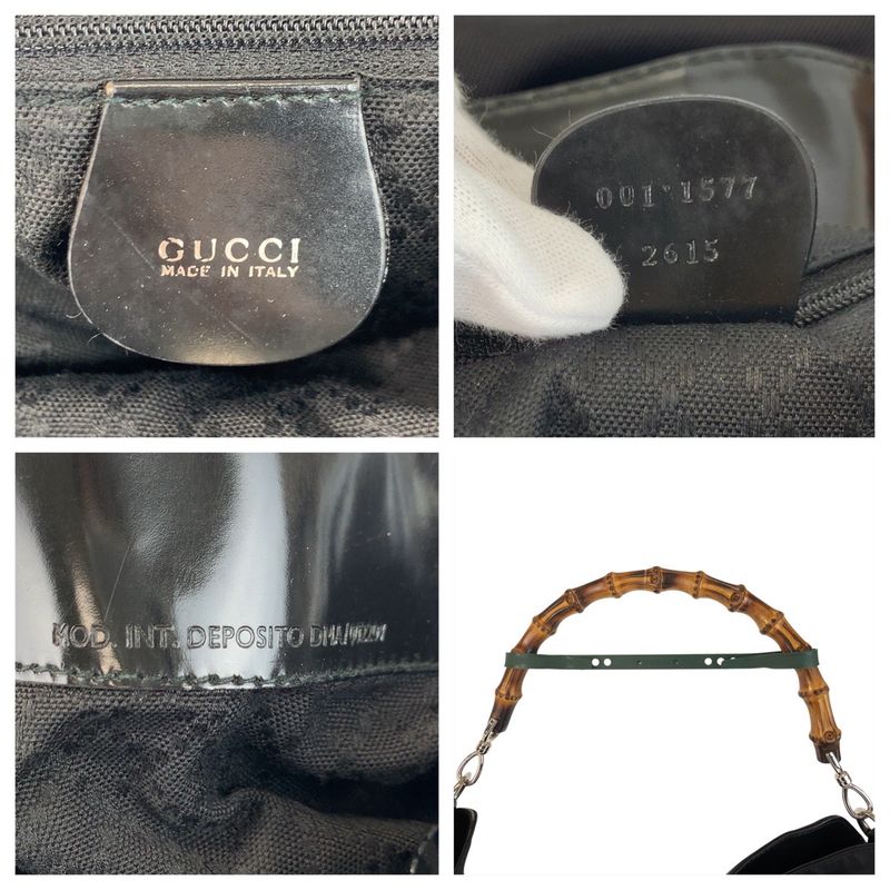 Gucci Bamboo Black Silver Hardware Nylon 001 1577 Shoulder Bag — view 5