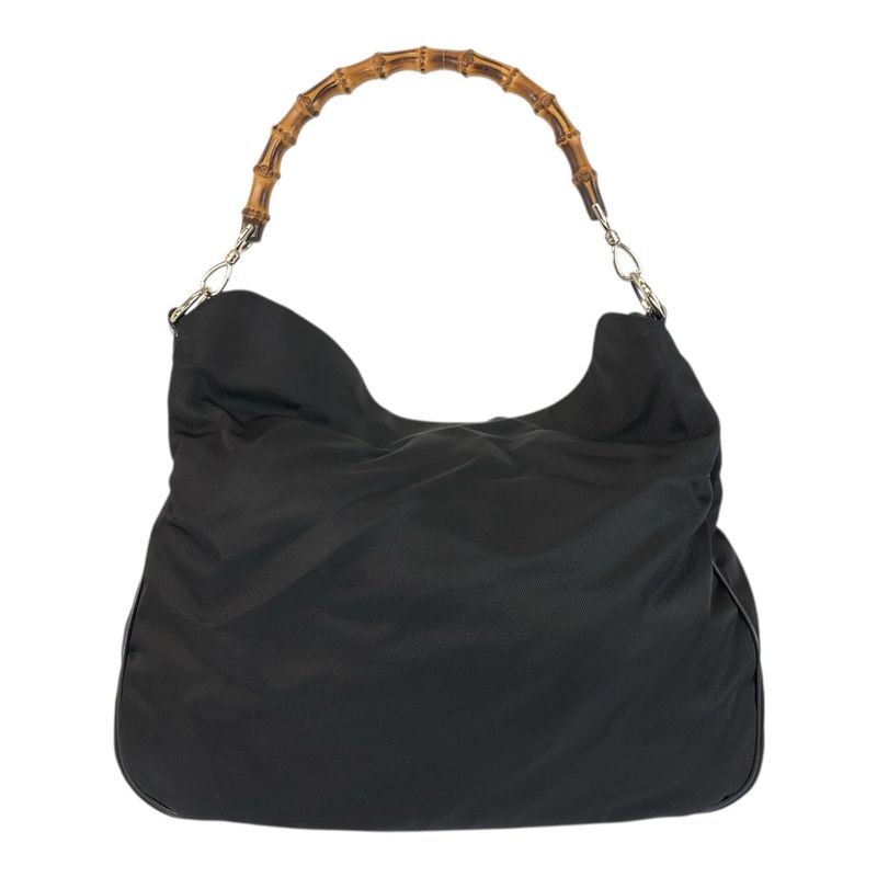 Gucci Bamboo Black Silver Hardware Nylon 001 1577 Shoulder Bag — view 3