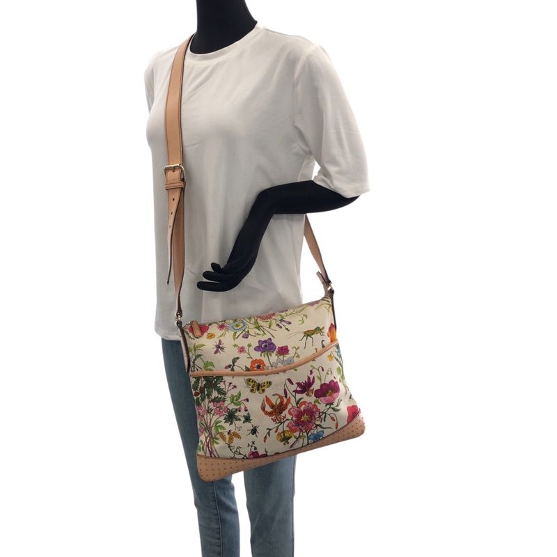 Gucci Flora Multicolor Gold Hardware Canvas Leather Shoulder Bag — view 8