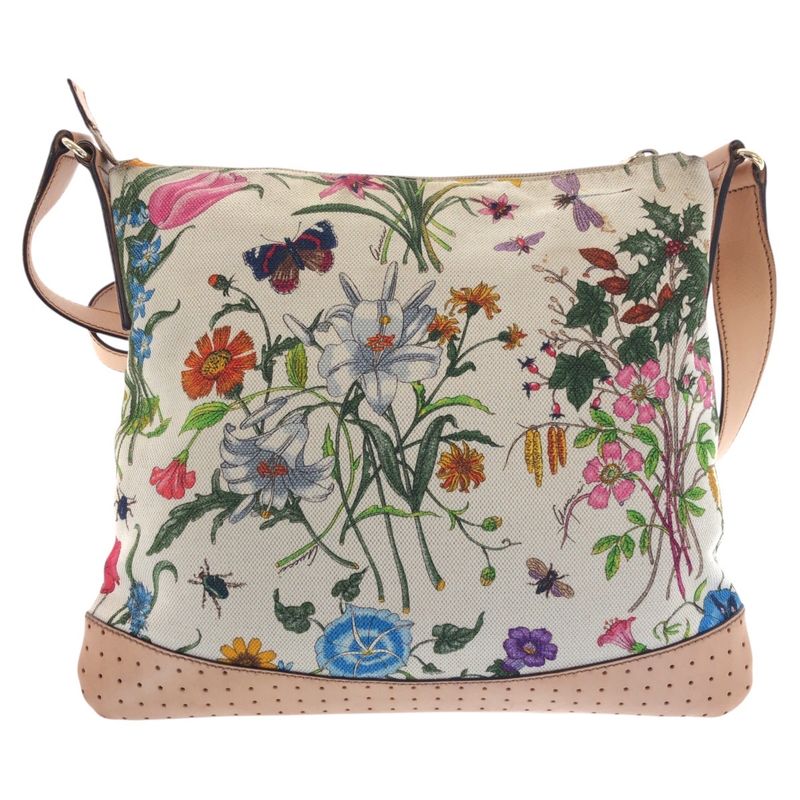 Gucci Flora Multicolor Gold Hardware Canvas Leather Shoulder Bag — view 3