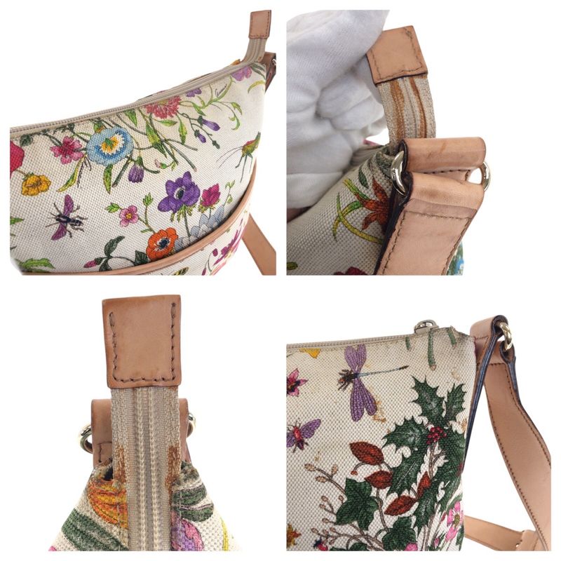 Gucci Flora Multicolor Gold Hardware Canvas Leather Shoulder Bag — view 6
