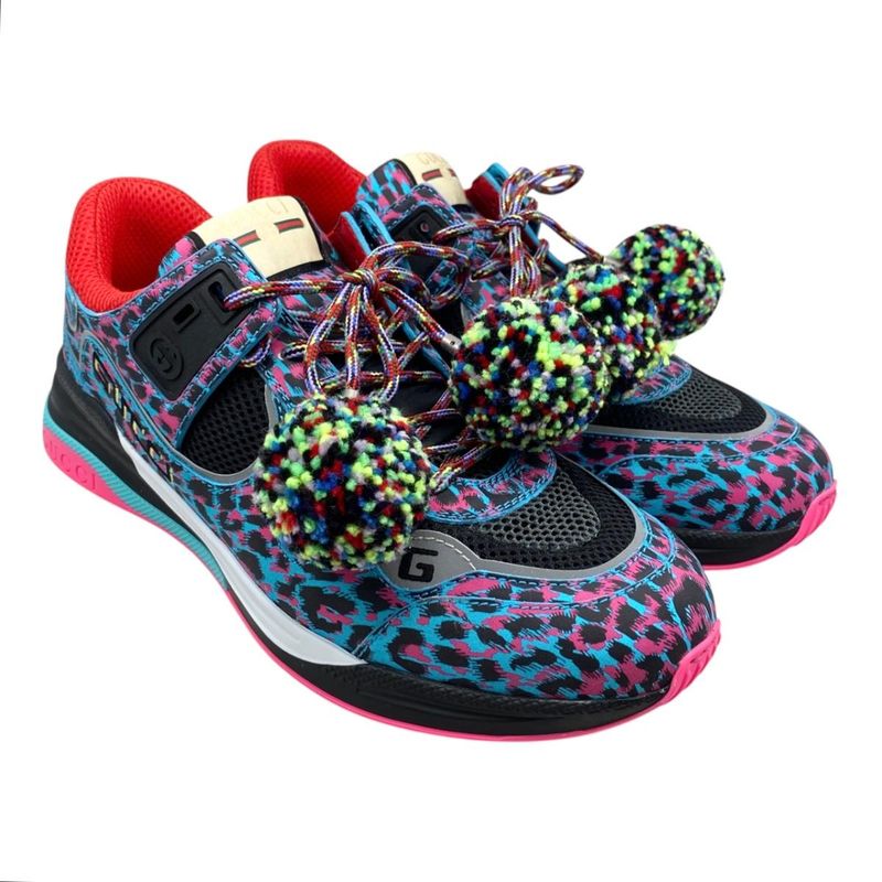 Gucci Sneakers Ultra Space 9 Sizes Logo Leopard Print Multicolor Blue — view 2