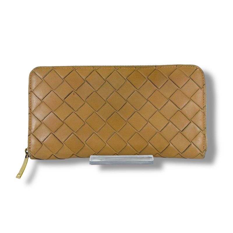 Bottega Veneta Round Zippy Long Wallet Beige Maxi Intrecciato Leather Zip — view 3
