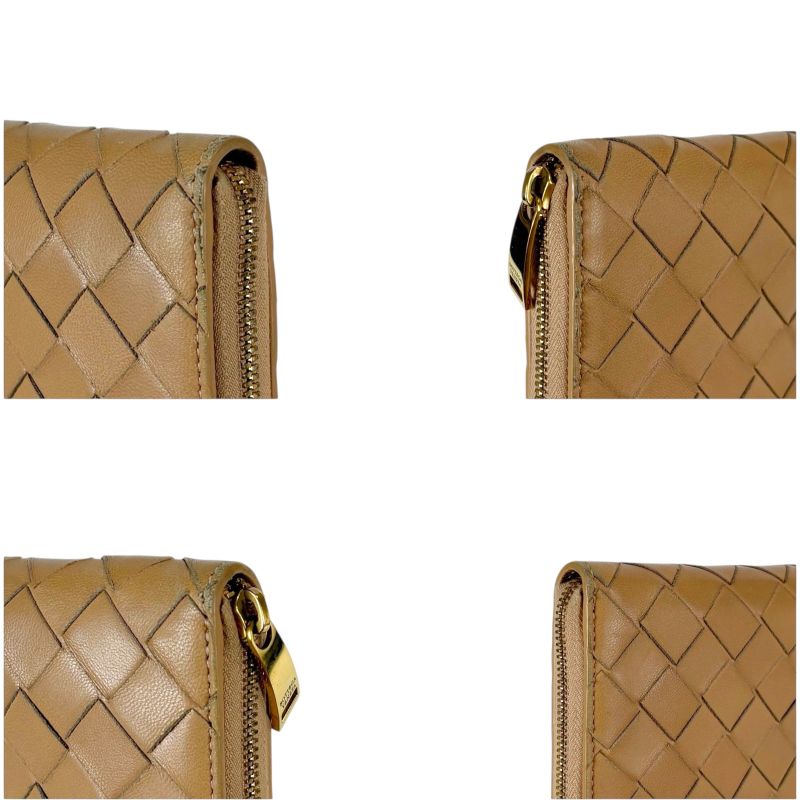 Bottega Veneta Round Zippy Long Wallet Beige Maxi Intrecciato Leather Zip — view 6