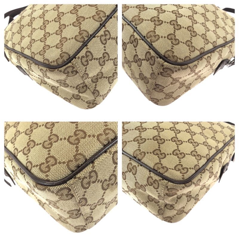 Gucci Beige Brown Silver Hardware GG Canvas Leather Shoulder Bag — view 4