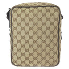 Gucci Beige Brown Silver Hardware GG Canvas Leather Shoulder Bag — view 3
