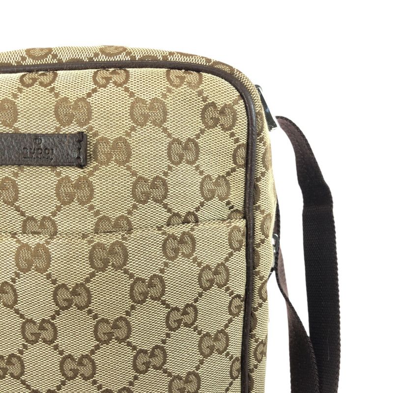 Gucci Beige Brown Silver Hardware GG Canvas Leather Shoulder Bag — view 6