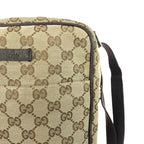 Gucci Beige Brown Silver Hardware GG Canvas Leather Shoulder Bag — view 6