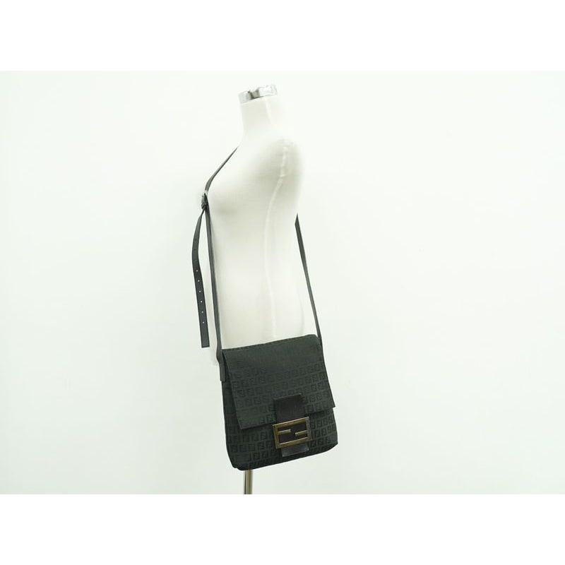 Fendi Zucchino Shoulder Bag Pochette Canvas Black 8 Bt127 — view 8