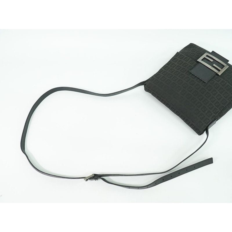 Fendi Zucchino Shoulder Bag Pochette Canvas Black 8 Bt127 — view 6