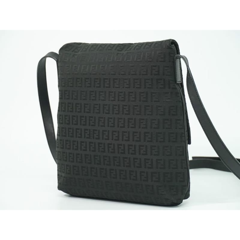 Fendi Zucchino Shoulder Bag Pochette Canvas Black 8 Bt127 — view 3