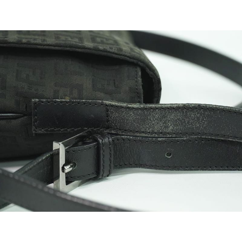 Fendi Zucchino Shoulder Bag Pochette Canvas Black 8 Bt127 — view 7