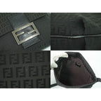 Fendi Zucchino Shoulder Bag Pochette Canvas Black 8 Bt127 — view 9