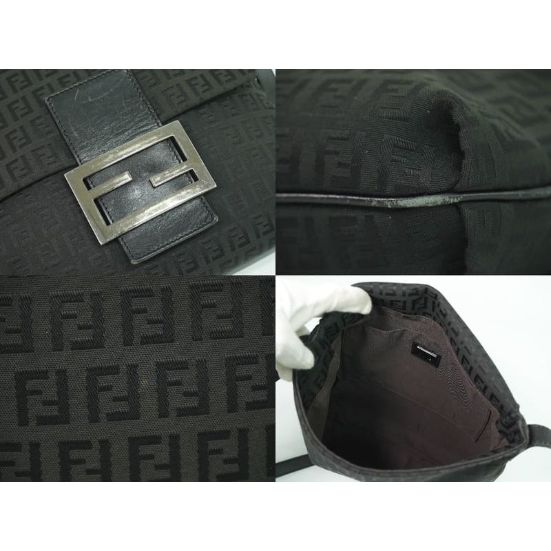 Fendi Zucchino Shoulder Bag Pochette Canvas Black 8 Bt127 — view 9