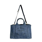 Prada Canvas Tote Bag Canapa Blue — view 3