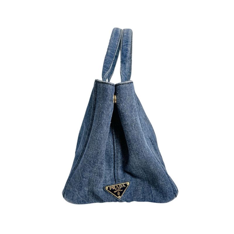 Prada Canvas Tote Bag Canapa Blue — view 5
