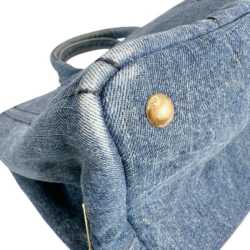 Prada Canvas Tote Bag Canapa Blue — view 8