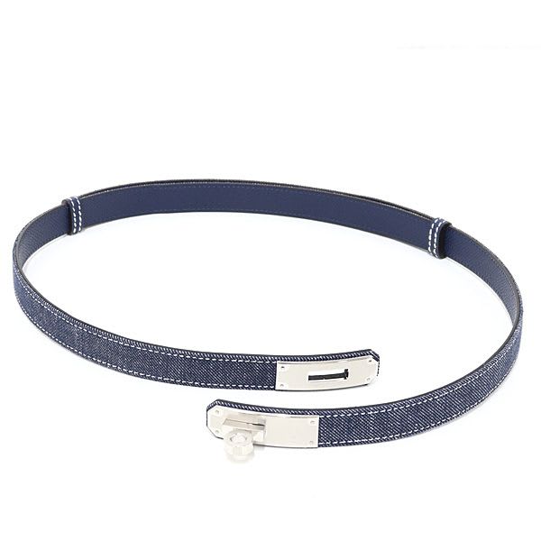 Hermes Belt Kelly Jean 18 PM Epson Denim Blue Series Silver Hardware — view 4