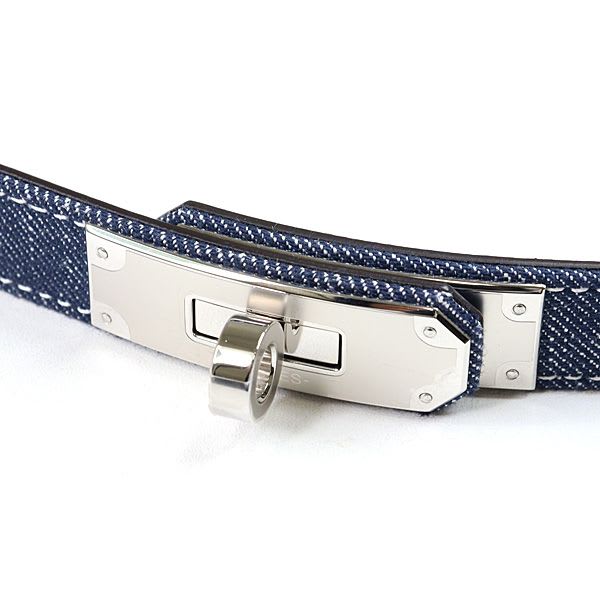 Hermes Belt Kelly Jean 18 PM Epson Denim Blue Series Silver Hardware — view 3