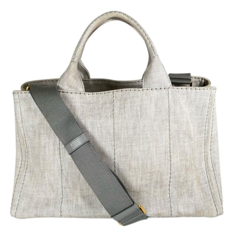 Prada 1 Bg642 Canvas Tote Bag Canapa Bianco — view 4