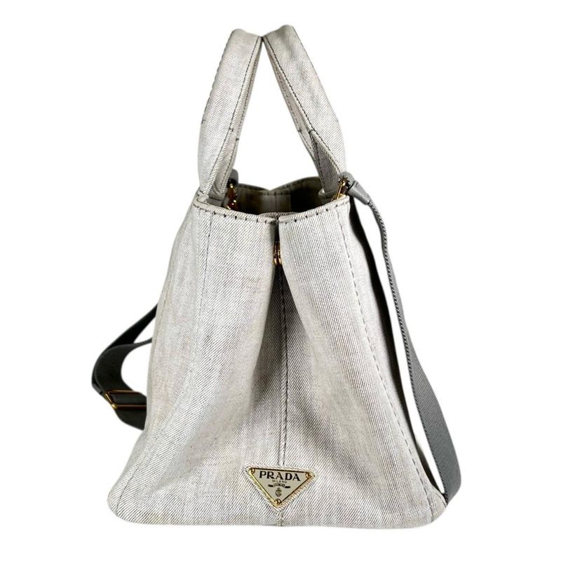 Prada 1 Bg642 Canvas Tote Bag Canapa Bianco — view 6