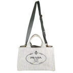 Prada 1 Bg642 Canvas Tote Bag Canapa Bianco — view 5