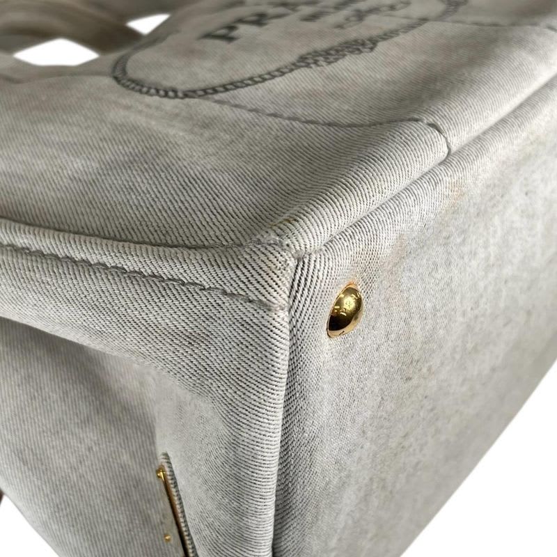 Prada 1 Bg642 Canvas Tote Bag Canapa Bianco — view 8